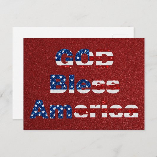 God Bless America op 4 juli Glitter Briefkaart (Voorkant / Achterkant)