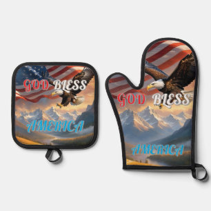 GOD BLESS AMERICA OVENWANT & PANNENLAP SET