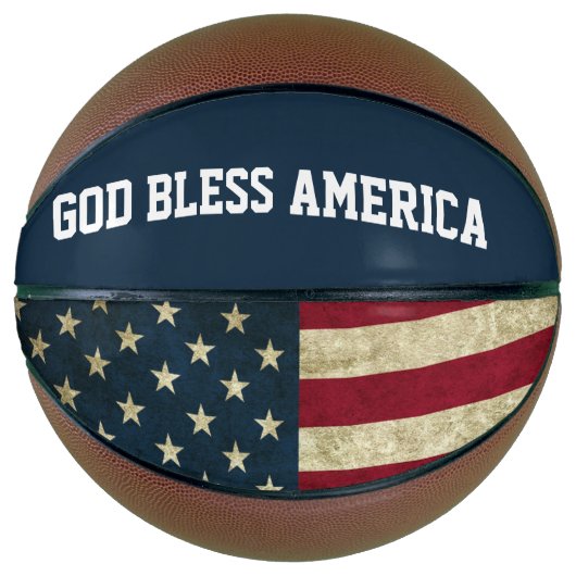 God Bless America Patriotic Flag Basketbal (Voorkant)