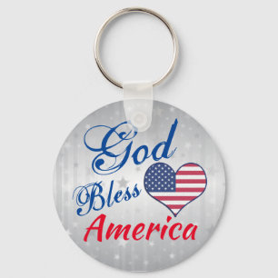 God Bless America Patriotic Heart USA Sleutelhanger