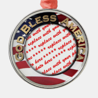 God Bless America Patriotic Photo Lijst Metalen Ornament