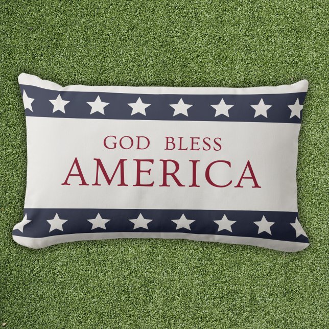 God Bless America Patriotic White and Blue Kussen (Creator heeft geüpload)