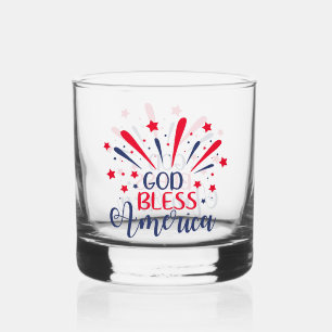 God Bless America Patriotisch Vuurwerkfeest Whisky Glas