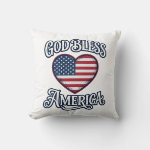 God Bless America Patriottisch Hart Shirt Ontwerp_ Kussen