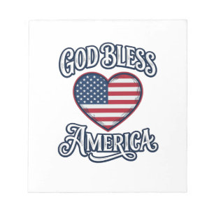 God Bless America Patriottisch Hart Shirt Ontwerp_ Notitieblok