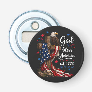 God Bless America Patriottisch Kruis Button Flesopener