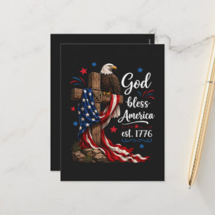 God Bless America Patriottisch Kruis Feestdagenkaart