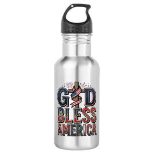 God Bless America Patriottisch Kruis Vintage T-shi Waterfles