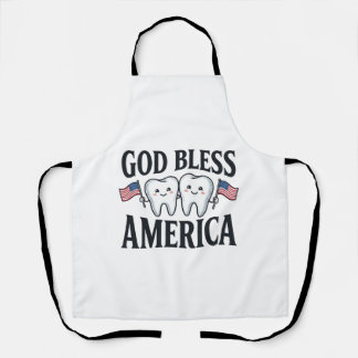 God Bless America Patriottisch Tand Vectorontwerp_ Schort