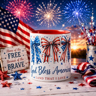 God Bless America Patriottische Boog Vier Juli Tweekleurige Koffiemok