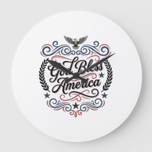 God Bless America Patriottische Vintage Adelaar T- Grote Klok