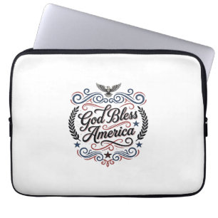 God Bless America Patriottische Vintage Adelaar T- Laptop Sleeve