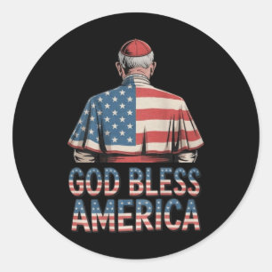 God Bless America Paus Leo XIV (op de rug) Ronde Sticker