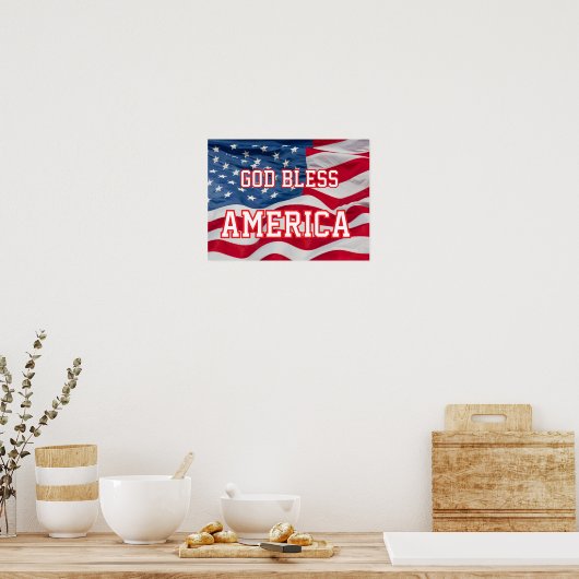 God Bless America Pster w/flag Poster (Keuken)