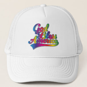 God Bless America Regenboog logo Trucker Pet
