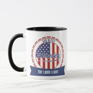 God Bless America, Retro Lettertype en Patriottisc Mok