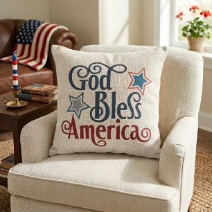 God Bless America Rood Wit en Blauw Patriottisch Kussen