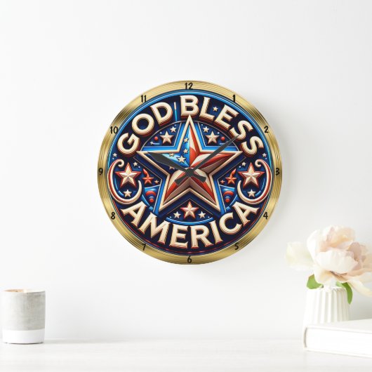 God Bless America Star Patriottisme Grote Klok (Huis)