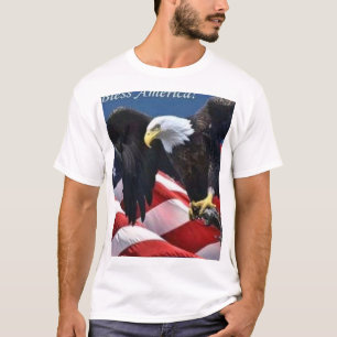 God Bless America Stekelarend & Amerikaanse Vlag P T-shirt