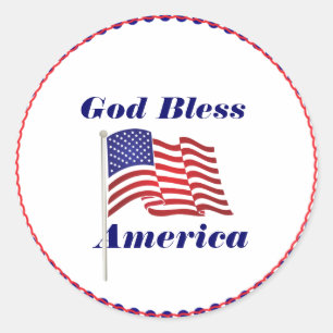 God Bless America text, Amerikaanse vlag Ronde Sticker