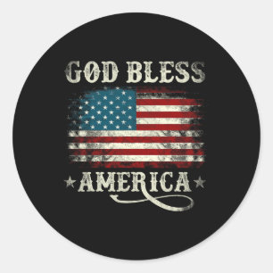 God Bless America Usa Vlag 4de Juli Patriottische Ronde Sticker