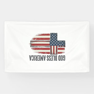 God Bless America Vintage Patriottisch Kruis Desig Spandoek