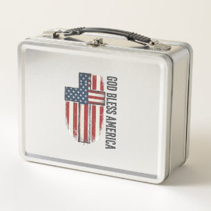 God Bless America Vintage Patriottische Kruis Ontw