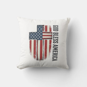 God Bless America Vintage Patriottische Kruis Ontw Kussen