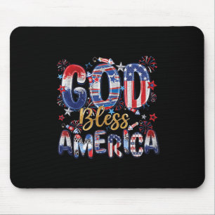 God Bless America Vuurwerk Patriottisch Christelij Muismat