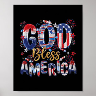 God Bless America Vuurwerk Patriottisch Christelij Poster