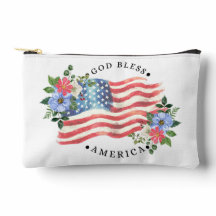 God Bless America Waterverf Vlag/Bloemen II