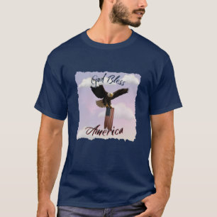 "God Bless America" Wit Amerikaans Vlag vliegende T-shirt