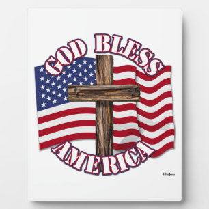 God Bless American met USA-vlag en kruis Fotoplaat