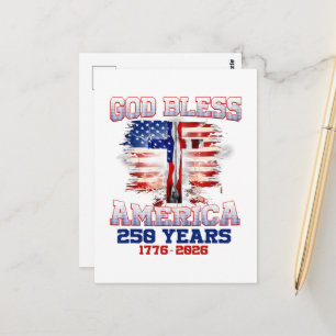 God Bless Amerika 250 Jaar 1776 2026 Briefkaart
