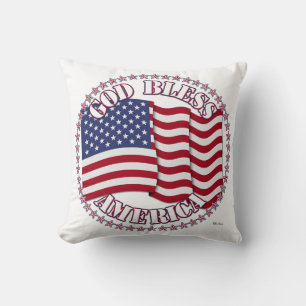 God Bless Amerika Met Vlag Van De VS 50 Sterren Kussen