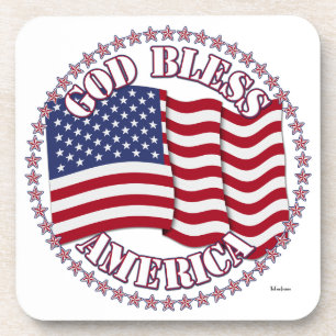 God Bless Amerika Met Vlag Van De VS En 50 Sterren Drankjes Onderzetter