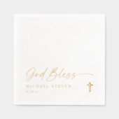 God Bless Baptism Napkins Modern Cross Gold (Recto)