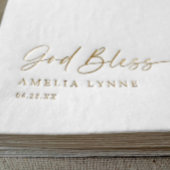 God Bless Baptism Napkins Modern Cross Gold