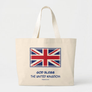 GOD BLESS DE Patriottische vlag VAN HET VERENIGD K Grote Tote Bag