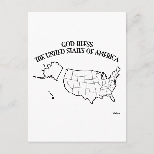 GOD BLESS DE VS-schets VAN DE VERENIGDE STATEN VAN Briefkaart (Voorkant)