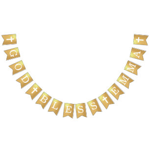 God Bless Gold 4 Letters Name Baptisme Commune Vlaggetjes