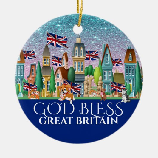 God Bless Great Britain Ceramic Ornament (Voorkant)