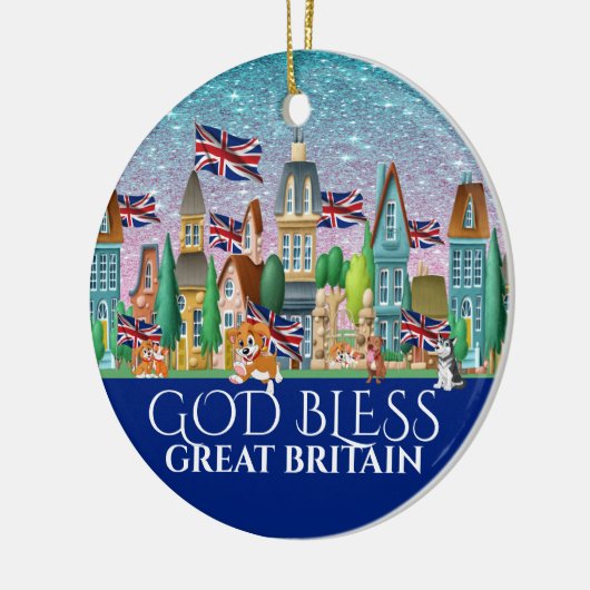 God Bless Great Britain Ceramic Ornament (Links)