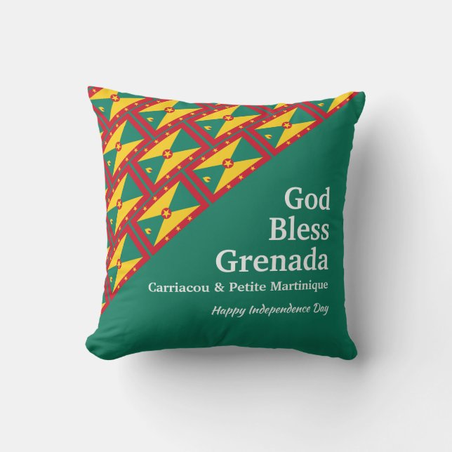 GOD BLESS GRENADA aangepaste tekst GROEN Kussen (Voorkant)