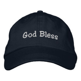 God Bless Hoed - Blauw Geborduurde Pet