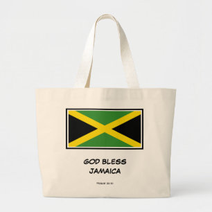 GOD BLESS JAMAICA   Patriottisch   Jamaicaanse vla Grote Tote Bag