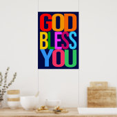 GOD BLESS JE Positief kleurrijk Poster (Keuken)