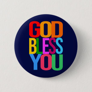GOD BLESS JE Positief kleurrijk Ronde Button 5,7 Cm