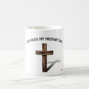 GOD BLESS MIJN MILITAIRE DAD met robuust kruisje Koffiemok