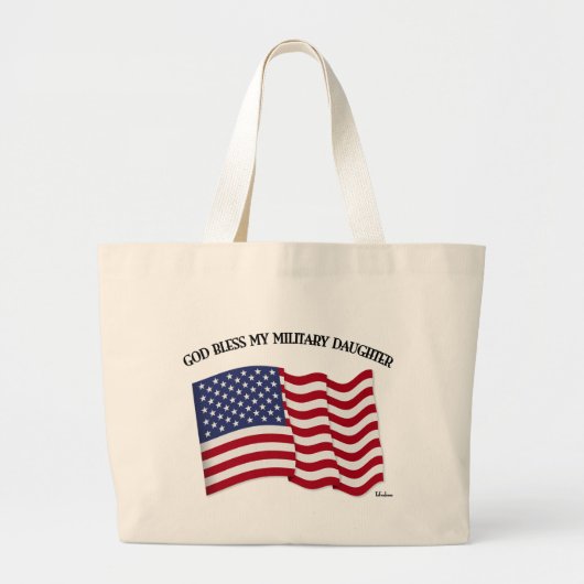 GOD BLESS MY MILITAIRE DAUGHTER MET US-vlag Grote Tote Bag (Voorkant)
